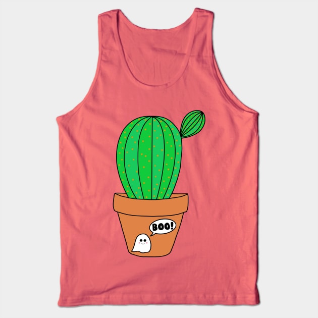 Cute Cactus Design #130: Cute Cactus In Halloween Ghost Terra-Cotta Pot Tank Top by DreamCactus